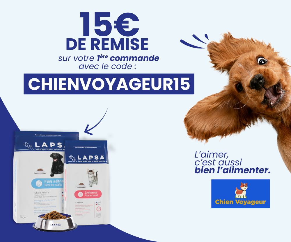 15 euros de remise avec code CHIENVOYAGEUR15 mobile